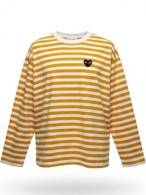 LOLLIPOP Striped Yellow & White Long-Sleeve Tee with Heart Patch